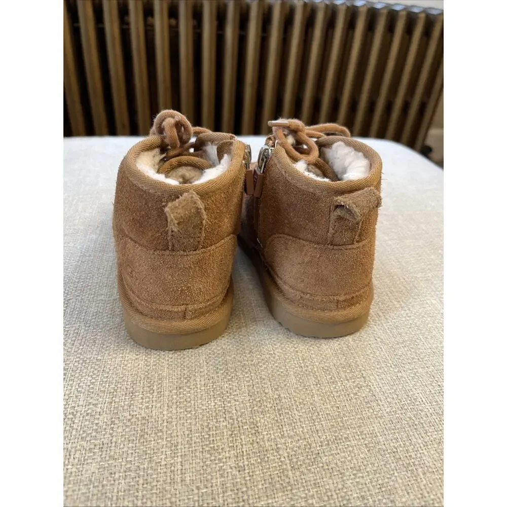 UGG Neumel Kids Size 12 Suede Brown Chestnut Zip Boots Kids Toddler Unisex